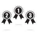 Award ribbons or medals set isolated on white background. First, second and third place. Vector icon or sign. Royalty Free Stock Photo